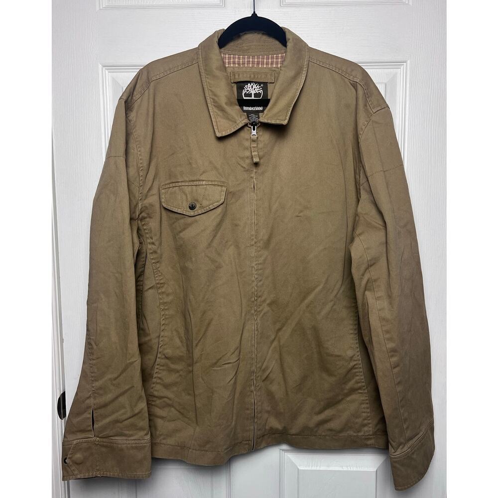 Timberland Canvas Field Jacket Full Zip Pockets Outdoor Brown Men's Size 2XL
